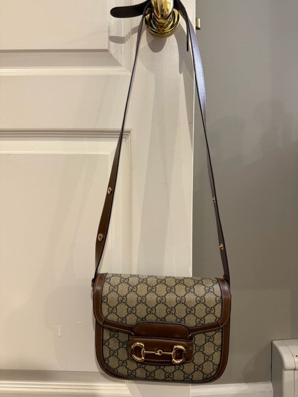 Brown GG Horsebit Canvas Shoulder Bag - Picture 2 of 6